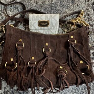 Michael Kors Dark Brown Fringe Purse & Wallet Set